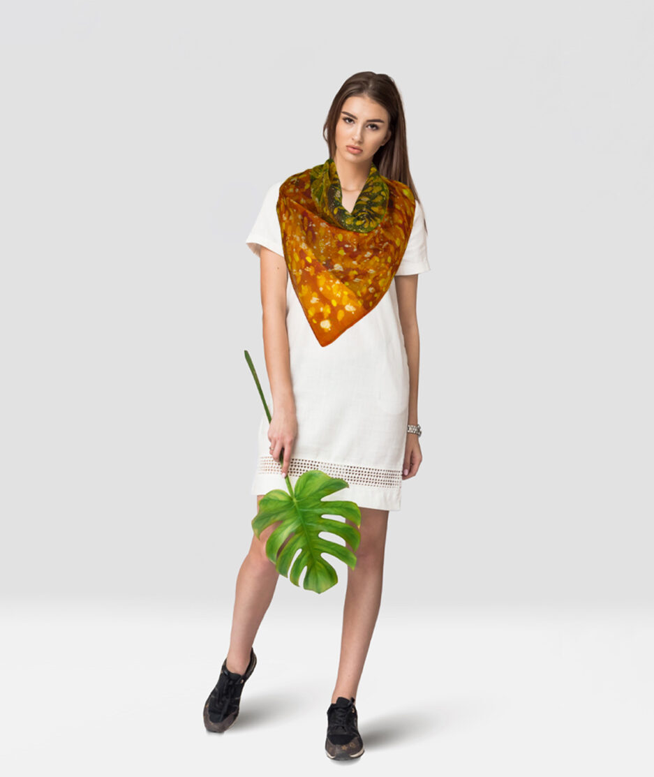 Batik Scarf: Good Luck - Made on Raw Silk Fabric