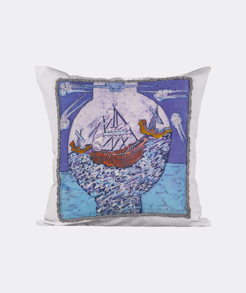 Batik Pillowcase: Sea - Made on Raw Silk Fabric