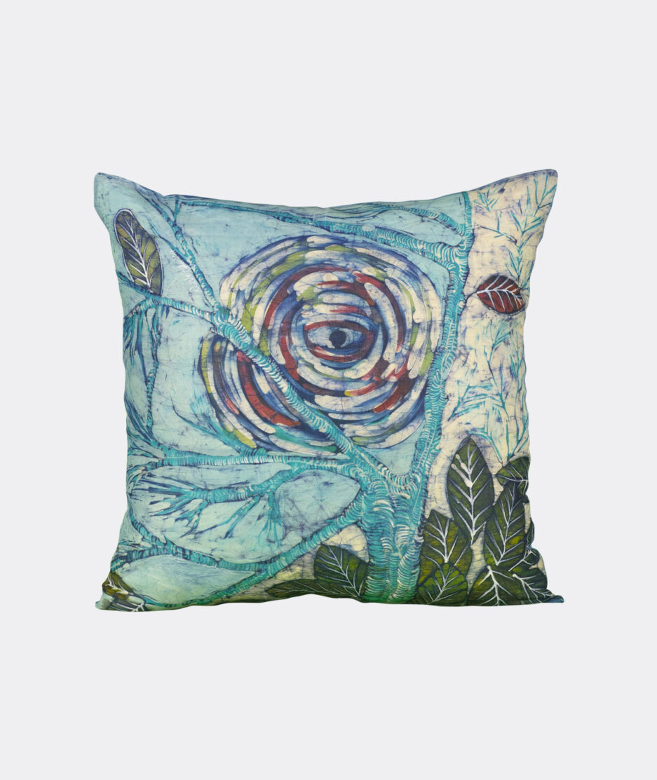 Batik Pillowcase: Evil Eye - Made on Raw Silk Fabric