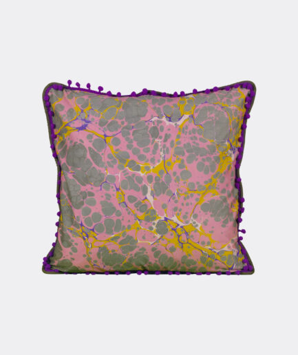 Marbled Pillow Cover: Purple Battal - Made on Raw Cotton Fabric