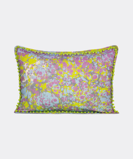 Marbled Pillow Cover: Green Battal - Made on Raw Cotton Fabric