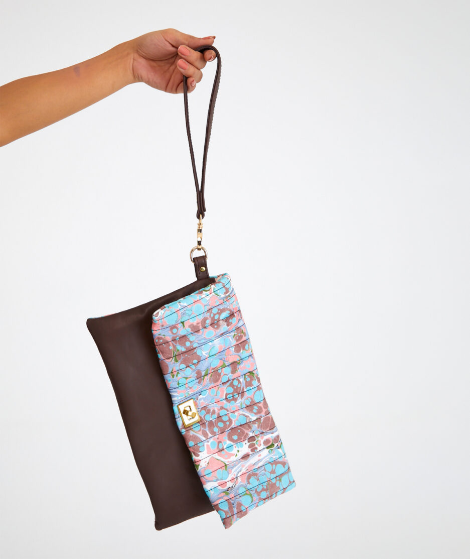 Marbled Shoulder Bag: Clutch - Made on Cotton Fabric