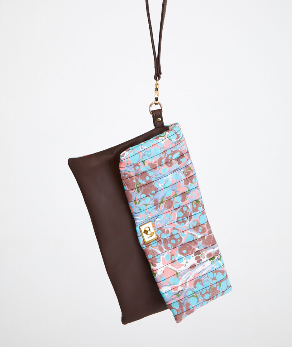 Marbled Shoulder Bag: Clutch - Made on Cotton Fabric
