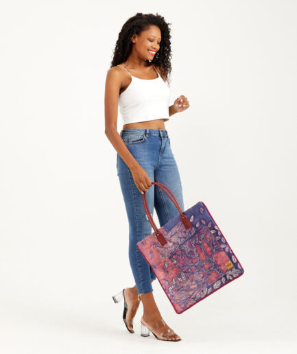 Batik Shoulder Bag: Crimson Forest - Made on Cotton Fabric