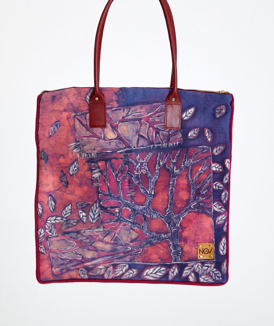 Batik Shoulder Bag: Crimson Forest - Made on Cotton Fabric