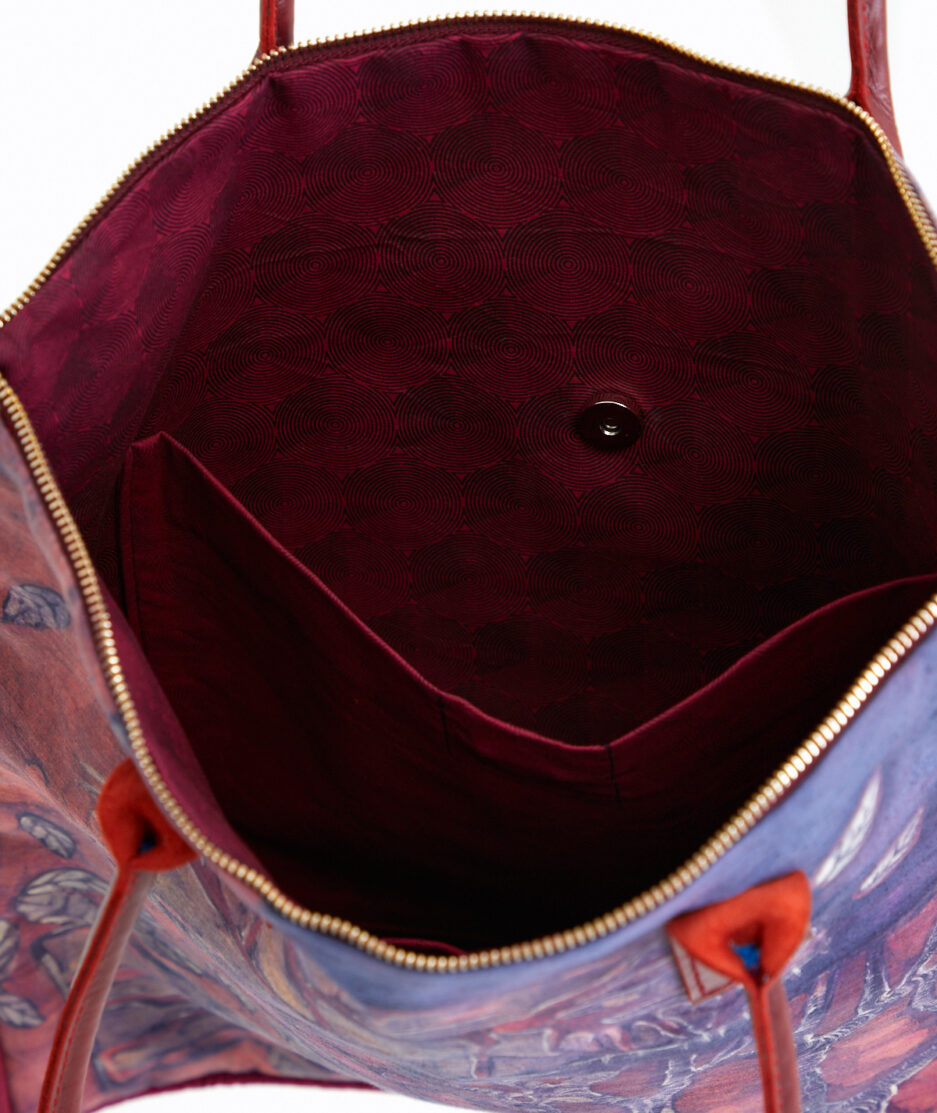 Batik Shoulder Bag: Crimson Forest - Made on Cotton Fabric