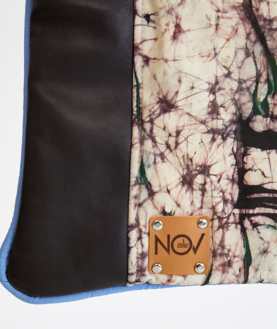 Batik Shoulder Bag: Blue Flowers - Made on Silk Cotton Fabric