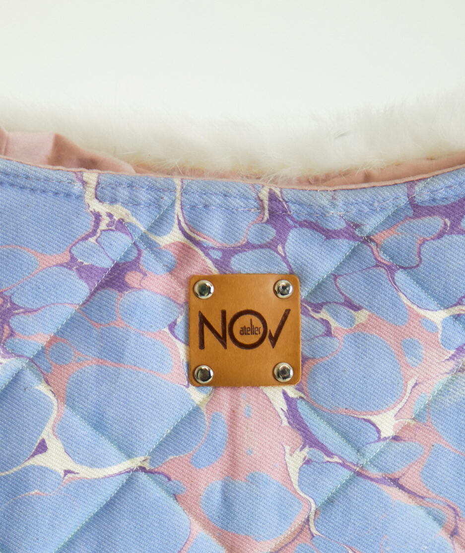 Shoulder Bag: Marbling - Rabbit Feather - Made on Cotton Fabric