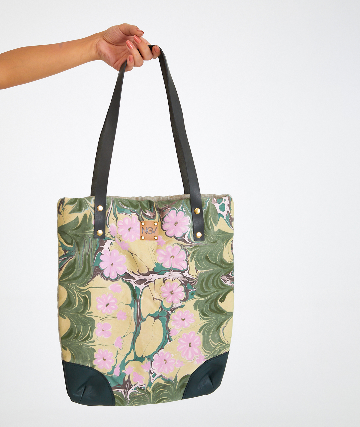 marbled-shoulder-bag-leather-on-cotton-fabric-03 Marbled Shoulder Bag: Leather - Made on Cotton Fabric