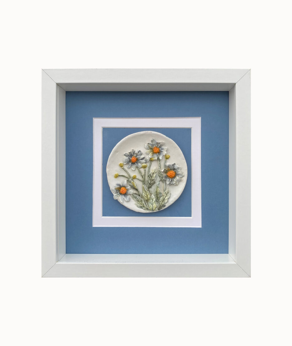 Wall Decor: Ceramic Plate - Cold Porcelain Clay Flower