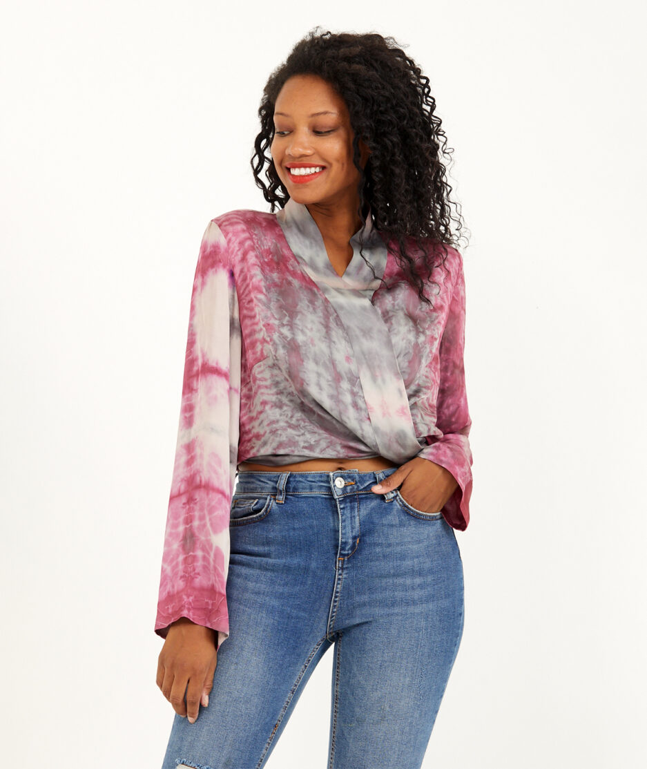 Batik Kimono: Shibori - Lace-up - Made on Silk Fabric