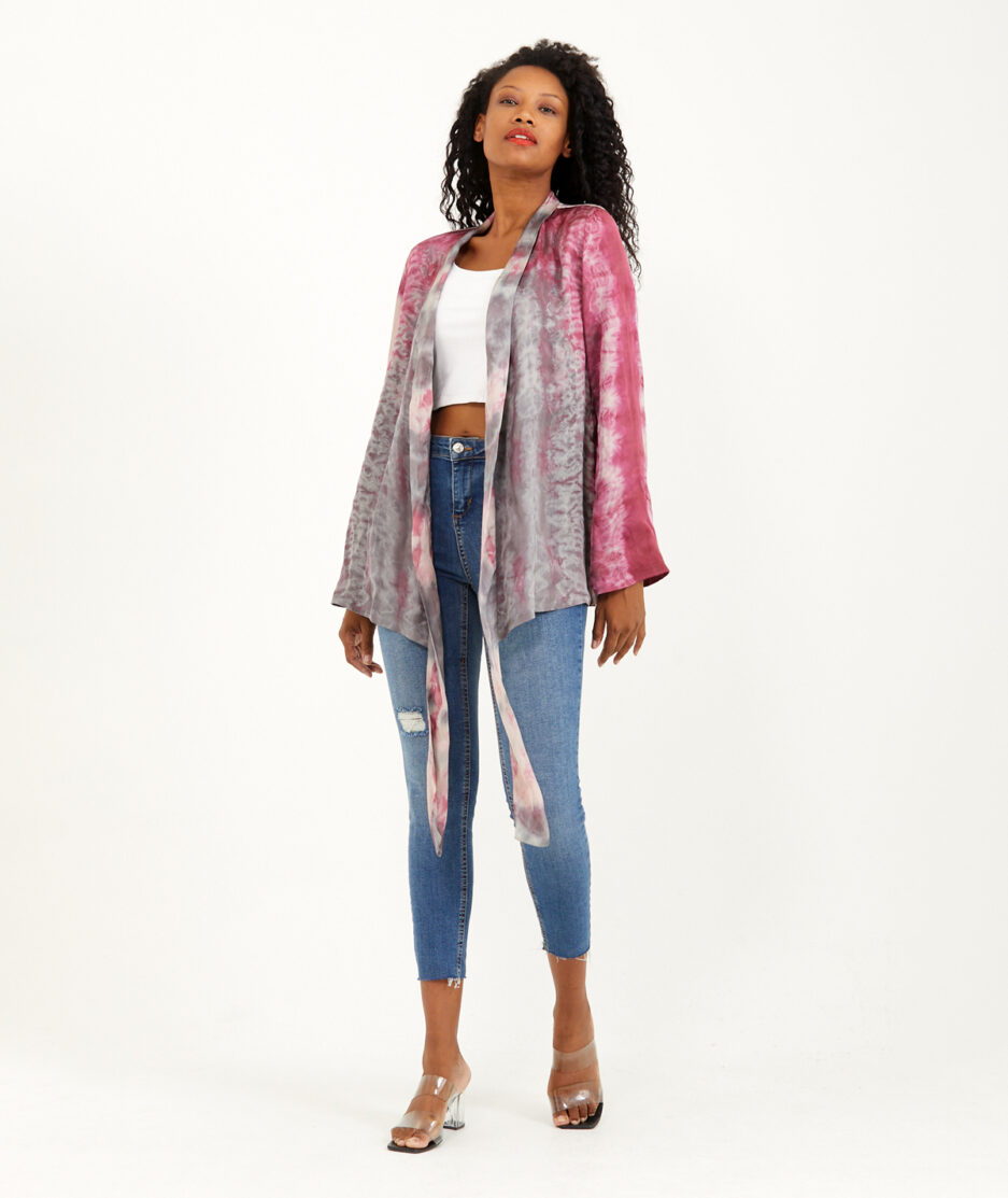 Batik Kimono: Shibori - Lace-up - Made on Silk Fabric