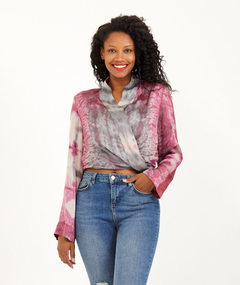 Batik Kimono: Shibori - Lace-up - Made on Silk Fabric